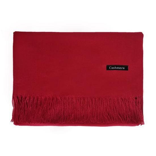 Red Faux Cashmere Winter Scarf for Women - 2026 Korean Style Solid Color Shawl with Logo, Ideal for Annual Meeting Gifts