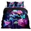 Lucifer Morningstar Set Copripiumino Satanico Set Biancheria da Letto Satanica Dimensioni Matrimoniali Queen Size, Copripiumino Trapuntato Gotico con Teschio
