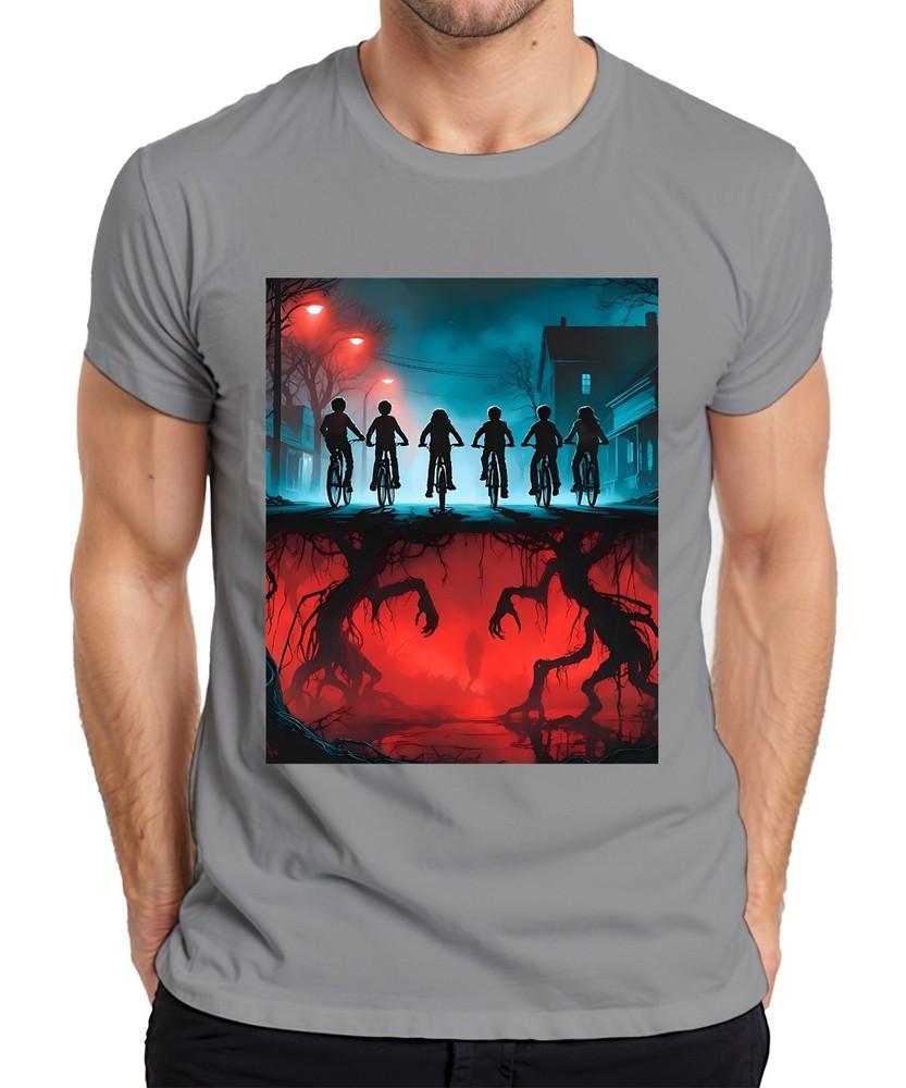 Upside Down Kids Bikes Horror 80s Retro Mystery Hawkins Unisexs TShirt