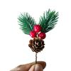 Faux Pine Cones with Red Berries Realistic Look Pinecones Ornament for Christmas Tree Party Decorations