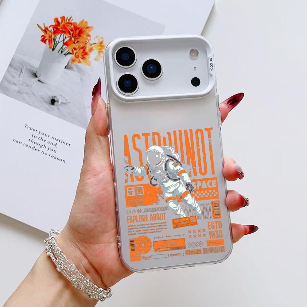 Cool Astronaut Cartoon Phone Case For iPhone 17 16 15 14 13 12 11 Pro Max Air Matte Laser Aurora Shockproof Funda