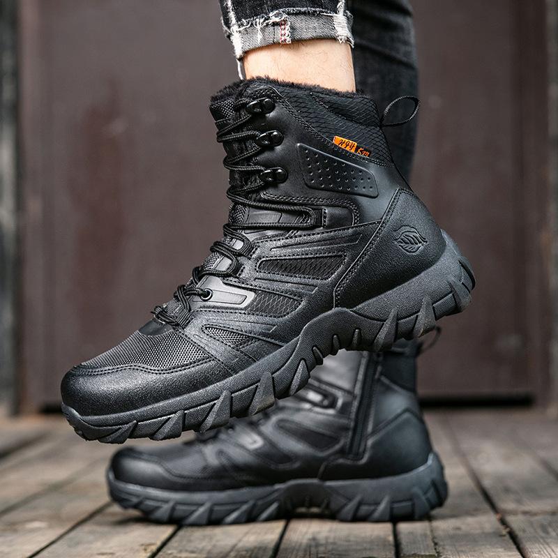 Heren Winter Fleece Militaire Laarzen Veldtraining Tactische Laarzen Vechtschoenen Outdoor Piek Beklimmingslaarzen Woestijnlaarzen