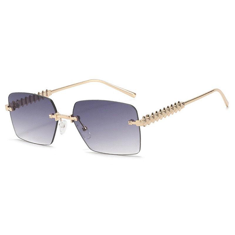 Fashion Retro Square Sunglasses Women Luxury Designer Vintage Style Chic Frameless Metal Small Rectangle Eyewear Trendy