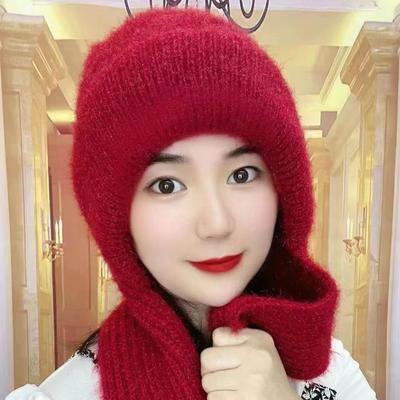 Hat Women's New Fleece Thickened Scarf Integrated Snow Hat Autumn and Winter Squirrel Fleece Wool Hat Thermal Hat