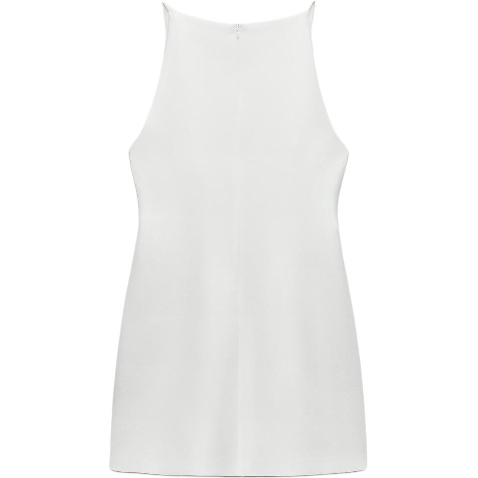 Zara Solid Color Halter Neck Sleeveless Dress Women dresses White 3267484-251