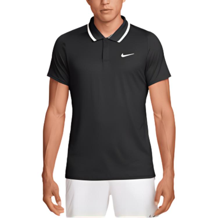 Nike Court Advantage Logo Color Block Casual Short Sleeve Polo Shirt Men Polo Shirts Black FD5317-010