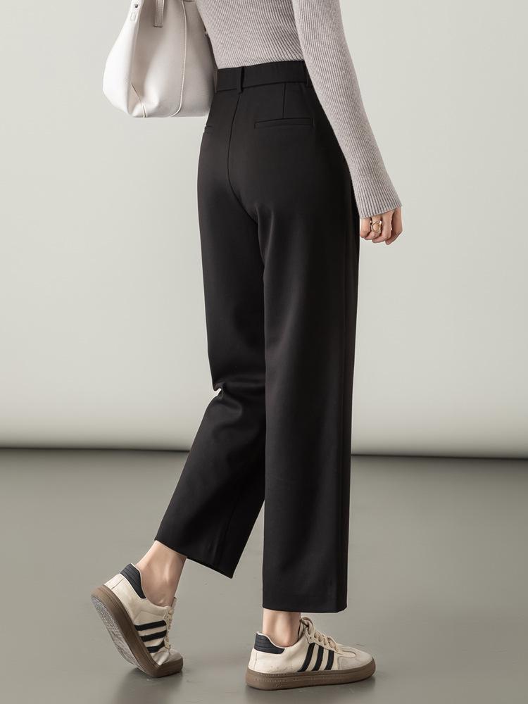 Lyocell Wool Women's High-Waist Slimming Black Harem Pants - Autumn 2025 Collection