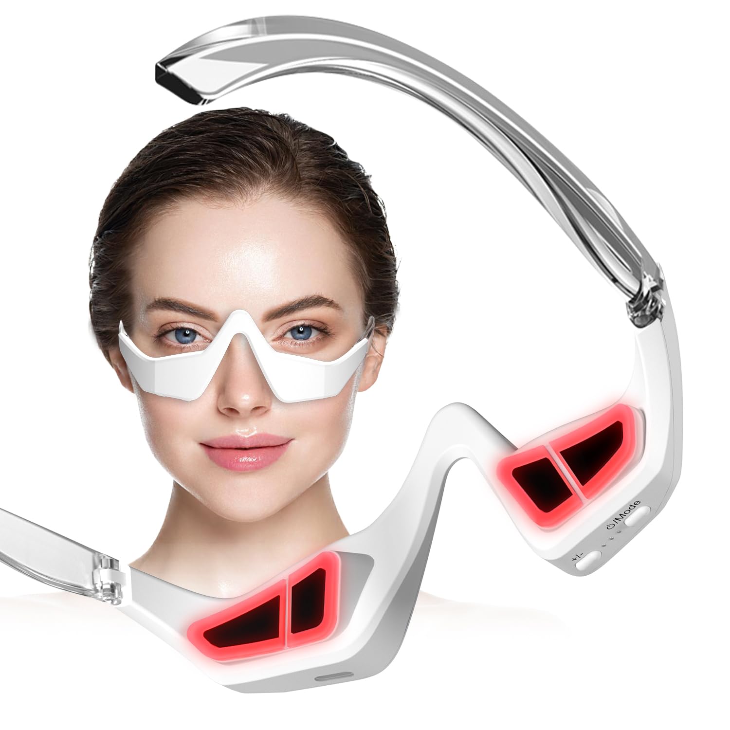 Red Light Therapy Device Microcurrent Eye Massager Red Light Eye Mask for Eye Bags Dark Circles Puffiness Wrinkles Fine Lines белый