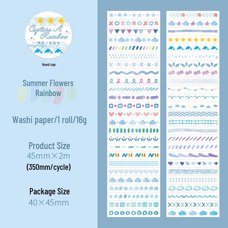 Rainbow Die Cut & Washi Tape Divider - Fresh Journal Decoration Stickers
