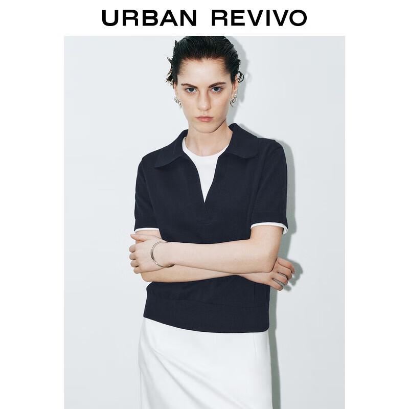 UR Women's Academy Style Faux Two-Piece Short Sleeve Knit Top