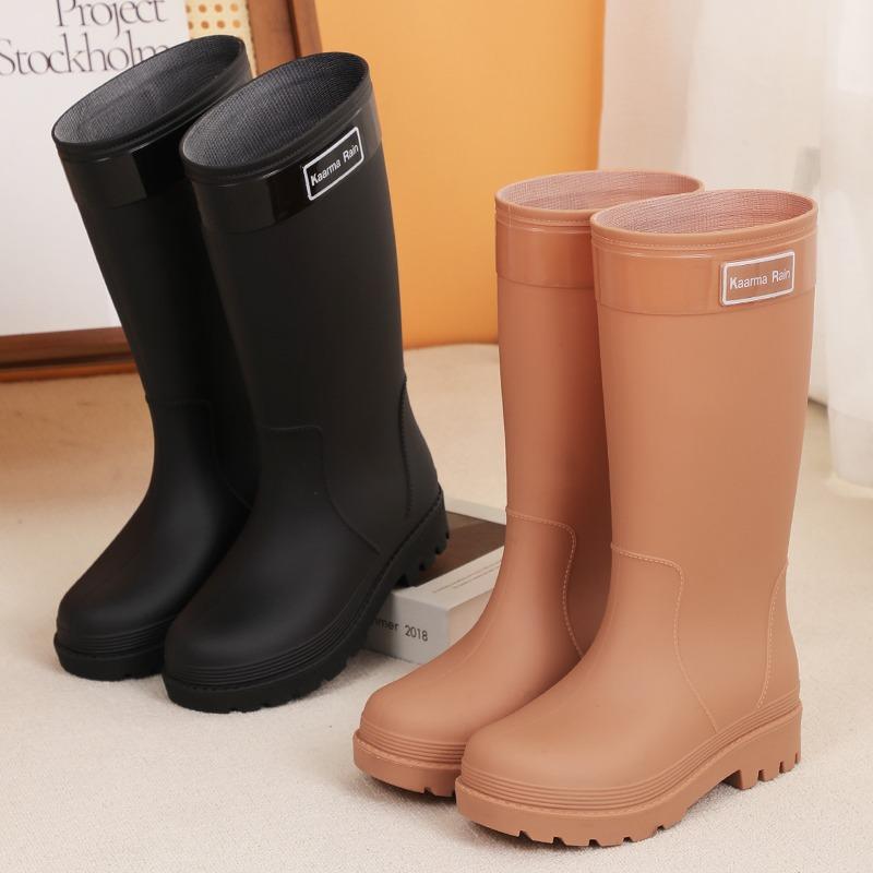 Fashion women's rain boots high tube platform muffin non-slip PVC rain shoes outdoor commuting rainy day rubber shoes travel shoes