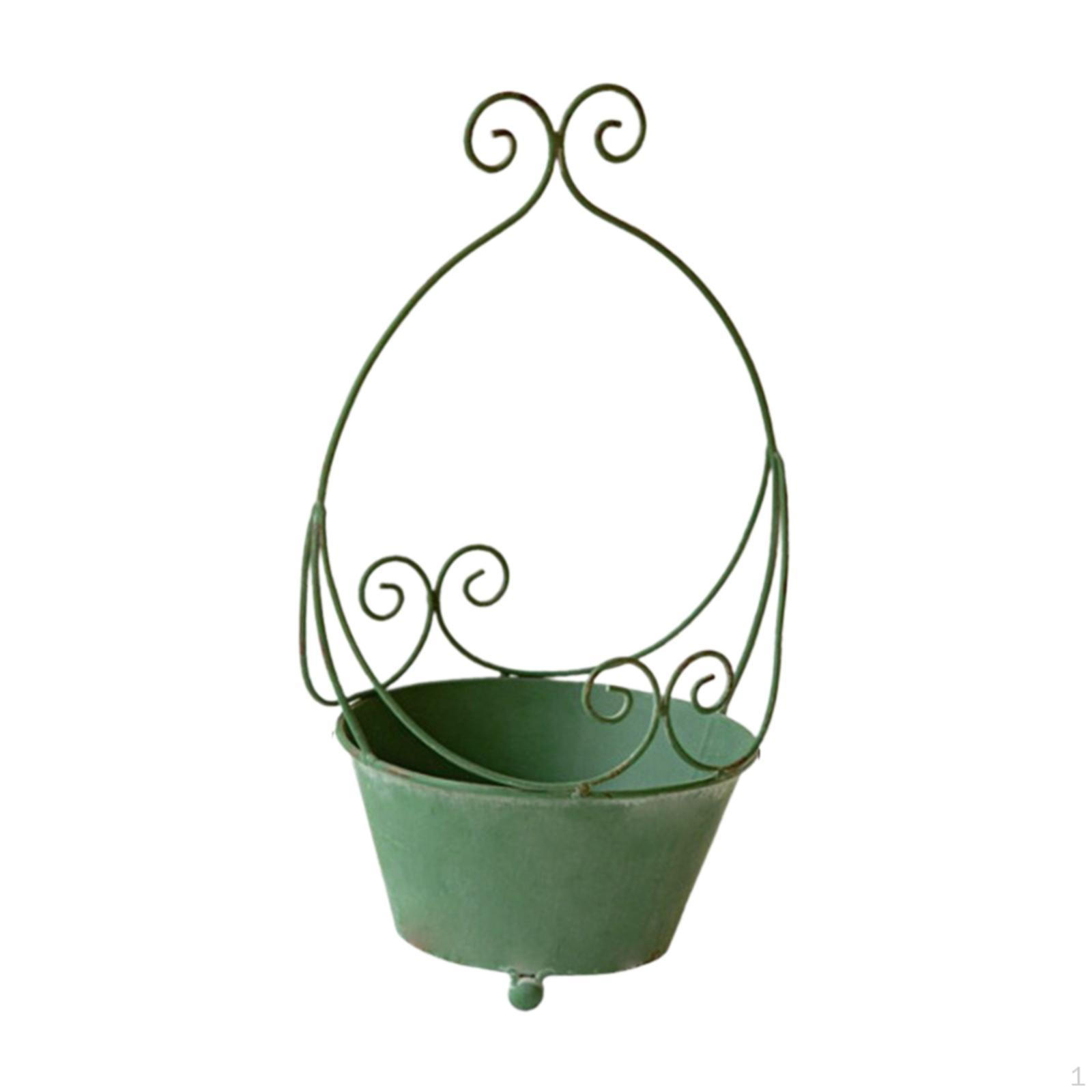 

Металлический настенный горшок для растений, держатель для железного ведра для дома и офиса зелёный