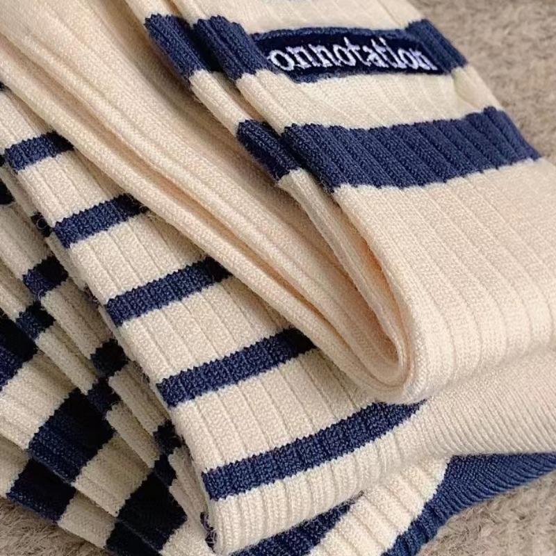 Autumn Women Sports Socks Stripe Fashion Harajuku Hip Hop Female Cotton Sock Unisex Skateboard Street Middle Tube Socks