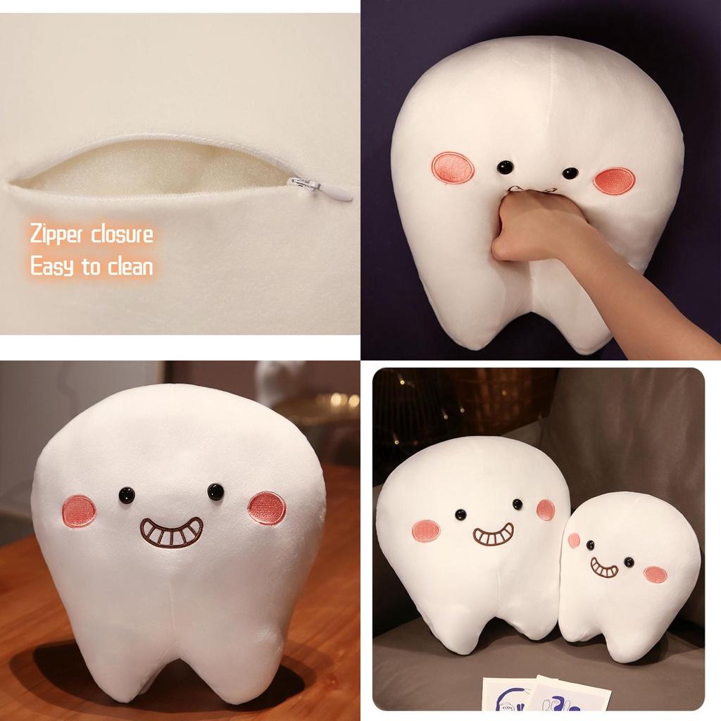 Cute Short Plush Cartoon Tooth Pillow For Kids, Soft And Comfortable On The Sofa