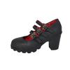 Medium Mother Leather Shoes Etiquette Shoes Cheongsam Model Catwalk Shoes Black Waterproof Table High Heels Platform Single Shoes