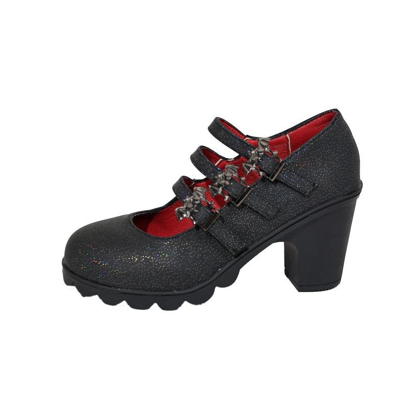 Medium Mother Leather Shoes Etiquette Shoes Cheongsam Model Catwalk Shoes Black Waterproof Table High Heels Platform Single Shoes