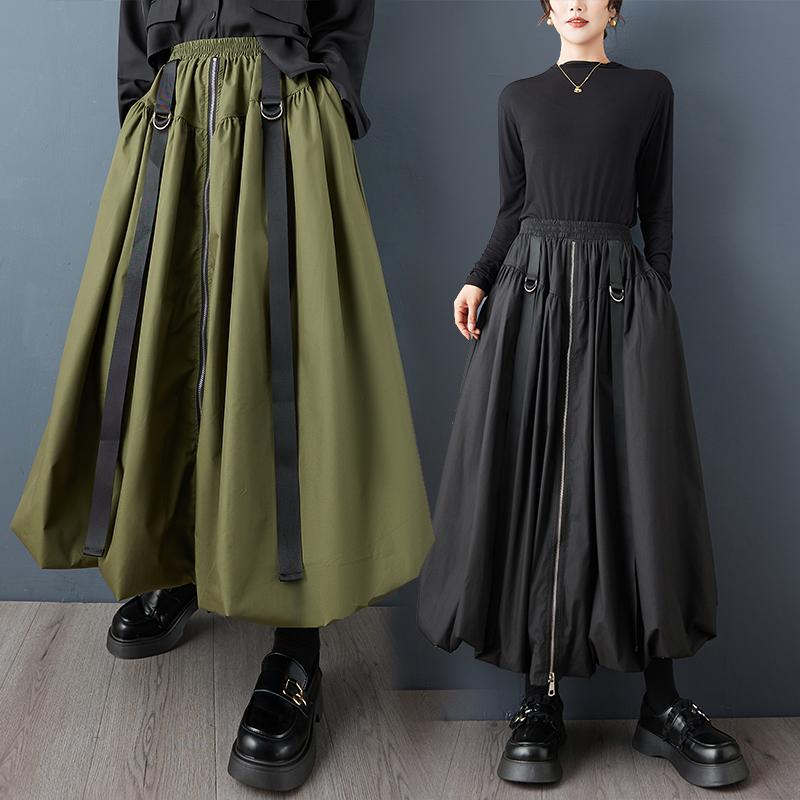 DIMANAF 2025 Plus Size Autumn Winter Women Long Skirts Elastic Waist Trousers Oversize Fashion Lady Clothing