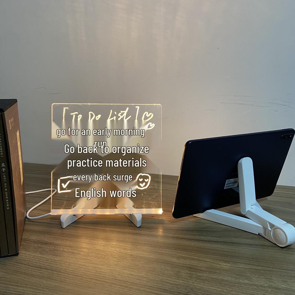 Erasable LED Luminous Acrylic Writing Board - Transparent & Fluorescent Blackboard/Whiteboard for Desktop Advertising.