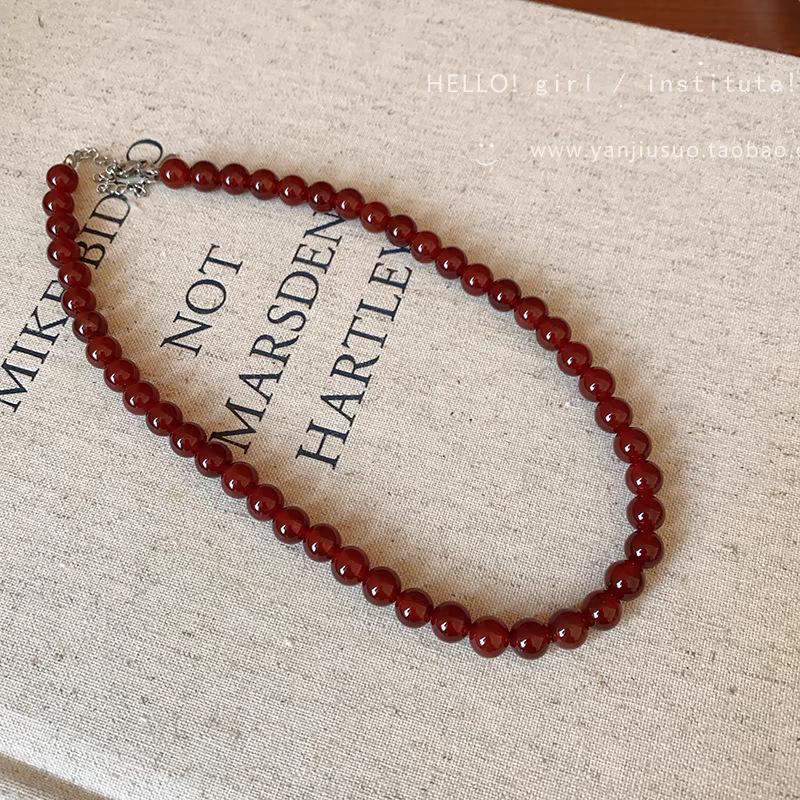 Ankora red beaded autumn and winter versatile neck chain collarbone chain