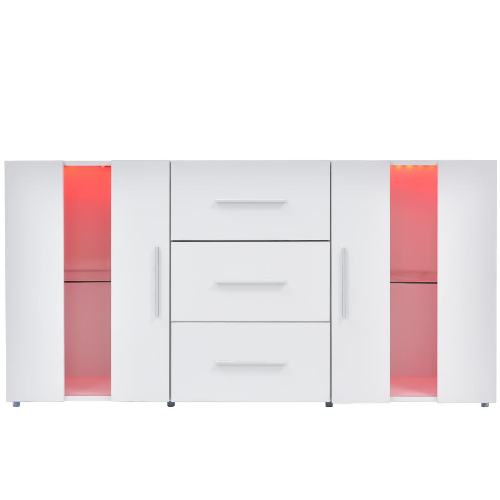 Sideboard Chest of Drawers Buffet Cabinet Storage Cabinet Cabinet Unit TV Cabinet, Lowboard, with LED Lights for Dining Room Living Room, 140*35*70cm