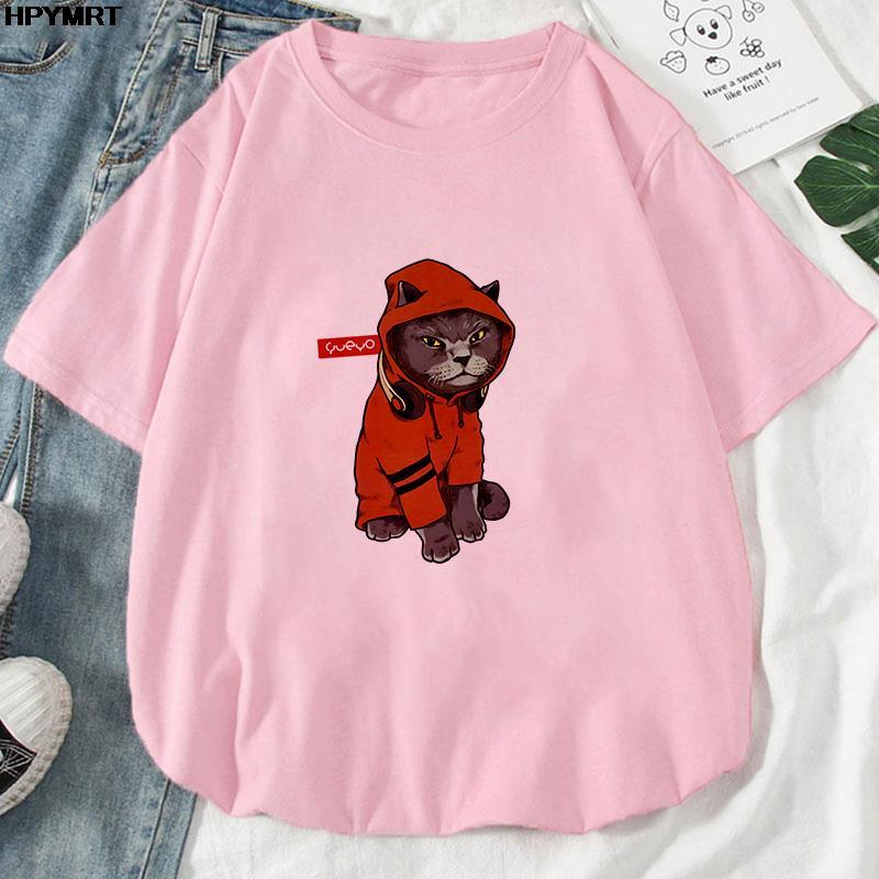 Moda Harajuku Calle de Verano ropa para mujer Camiseta con Estampado de Dibujos animados chica suave acogedora Casual linda manga corta Camisa Kawaii