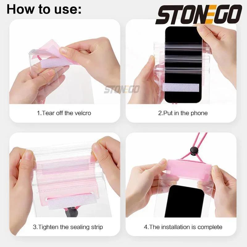 Touch Screen Compatible Waterproof Swimming Mobile Phone Case Transparent Protective Cover for Smartphones