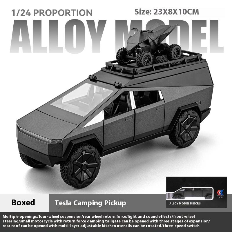 

Масштаб 1/24 Tesla Cybertruck Кемпинг Пикап с Мотоциклом Внедорожник Сплав Автомобиль Литая Модель Коллекция Хобби Дисплей Украшения Детская Игрушка серый