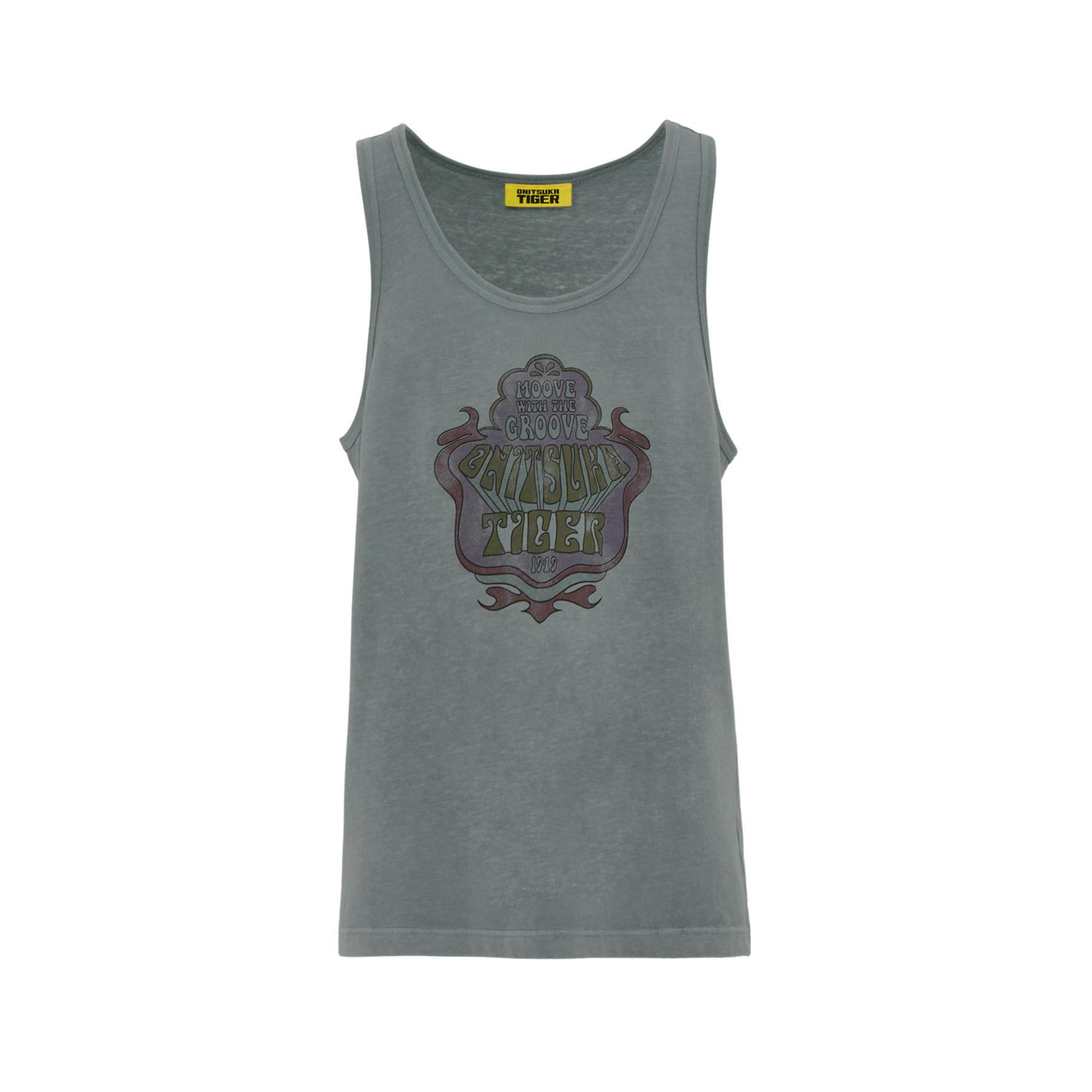 Onitsuka Tiger SS26 Denivita Series Tank Top Loose Round Neck Sleeveless Printed Vest Men tops Gray 2181B148-020 M