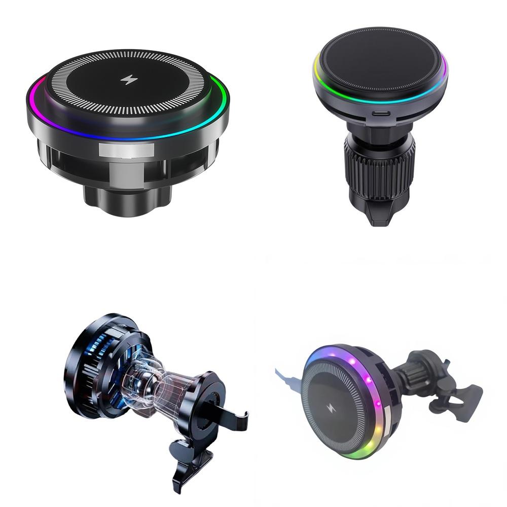 Auto Clamp Vent Mount Holder Smart Cooling Chip Magnet Wireless Car Charger with TEC Cooling for Smartphone Mobile Accessories