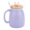 1Pc Lovely Cat Ceramic Cup with Spoon and Lid  Coffee Water Milk Mug for Drinkware Gift(Pink)
