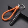 Hand Woven Leather Strap Phone Number Keychain Car Key Clip  Car Key Holder Lanyard Keyring