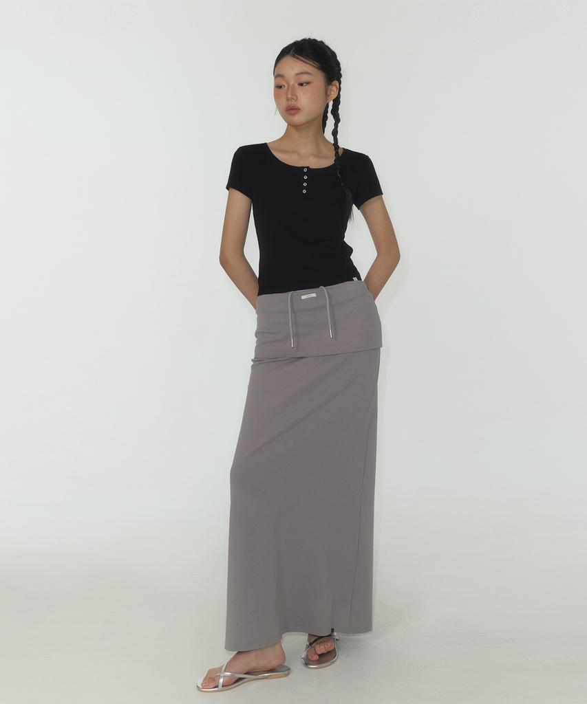 Teuwi Koren Folding Elastic Long Skirt