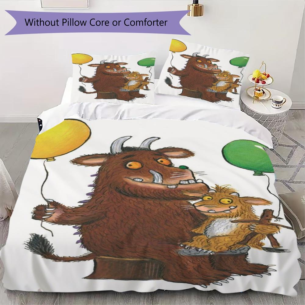 The Gruffalo Pattern Bedding,Quilt Set Quilt Cover Pillowcase Home Birthday Gift(1 * Duvet Cover + 2 * Pillowcase, Without Core)_lx