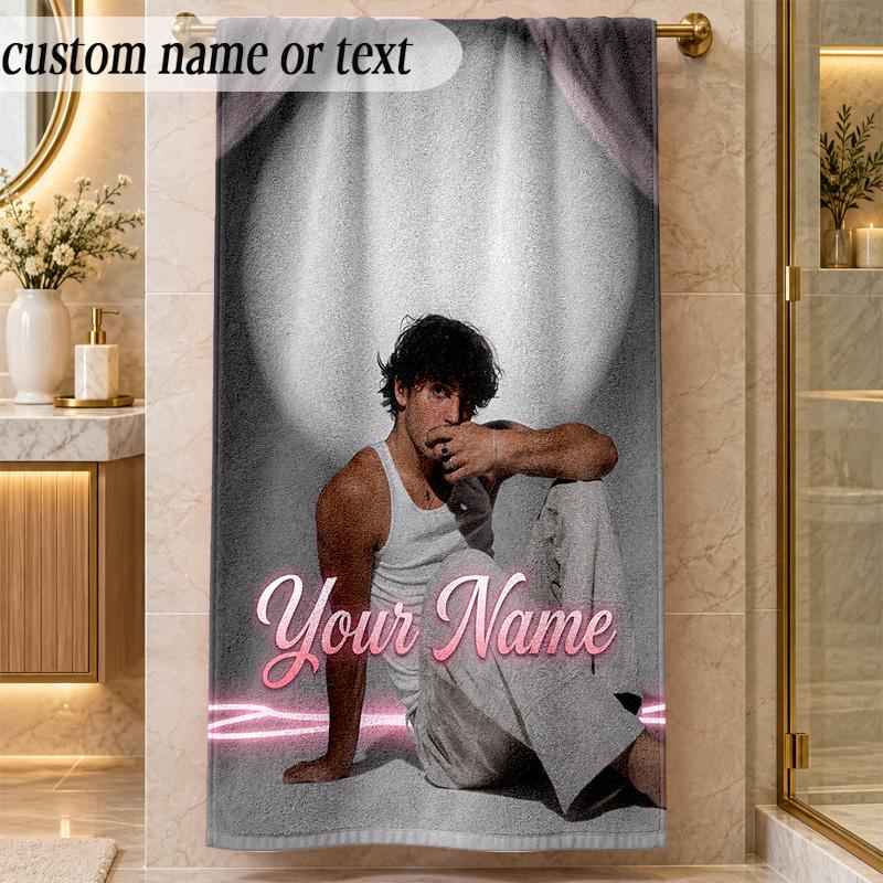 Beach TowelBenson Boone Custom Name Text Personalized Soft Towel for Beach Pool Indoor Home Decor Gift