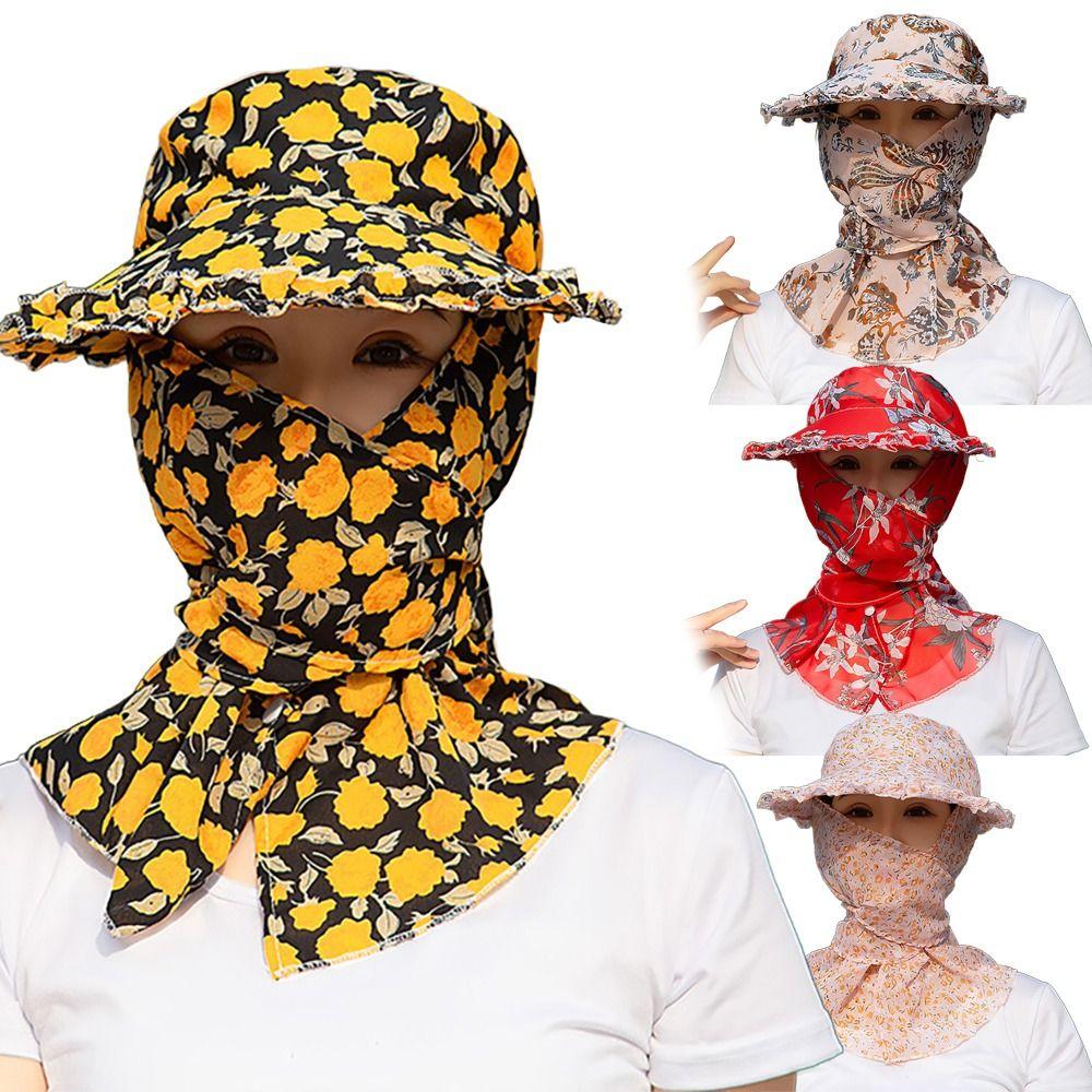 New Sunscreen Bucket Hat Flower Quick-Drying Sun Hat Wide Brim Panama Balaclava Hat For Camping Hiking