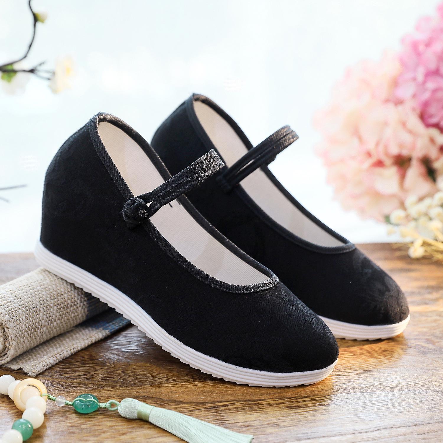 

Женские туфли-клинья из ткани Ханфу 7 см - Весенне-летний стиль Дзен с вышивкой Size 38