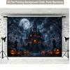 1 piece of 2D flat background fabric Halloween pumpkin lantern and castle ghost background fabric wooden board wallzyc