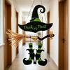 Hanging Wall Decor Halloween Witch Hat Boot Sign, Trick or Treat Decoration Or Sign for Home Room, Wooden Front Door Hanger Holiday Party,
