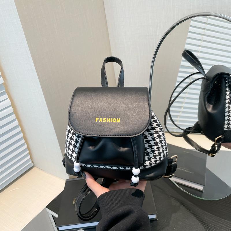 Tasche Damen neuer Retro Rucksack mit großer Kapazität modisch und lässig Herbst Karomuster Schultertasche Handtasche