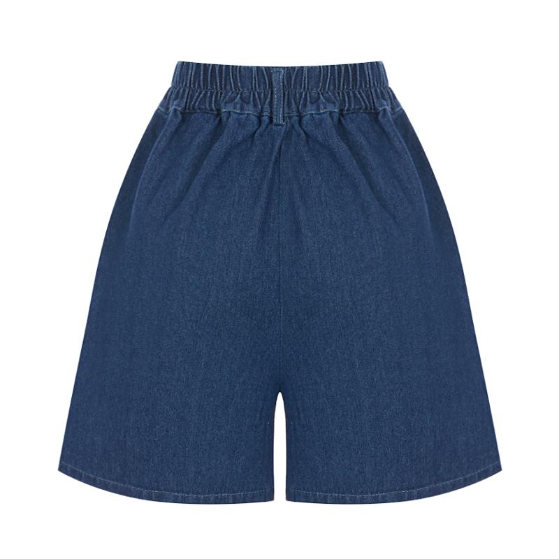 Sally Denim Cut-Line Elastic Waist Shorts_I6B-Cpt018