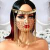 New Fashion Rhinestone Golden Coins Fringe Face Curtain Jewelry Women Prom Party Mask Chain Headwear Decoration Bridal Veils