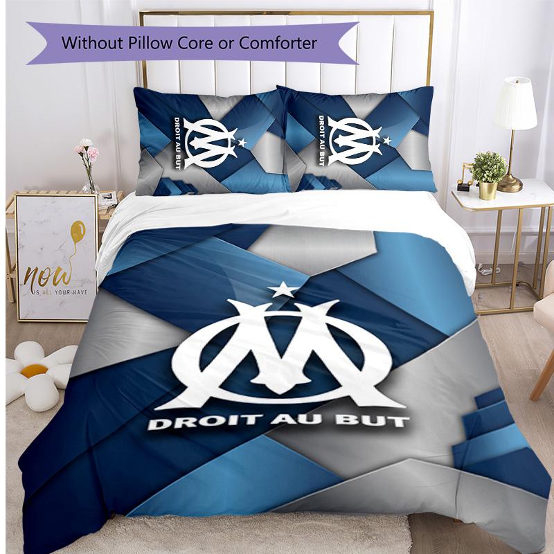 Olympique Lyonnais FC Printed 3PCS Bedding Set Breathable Duvet Cover with Pillowcases Decorative Bed Linen for Bedroom Home