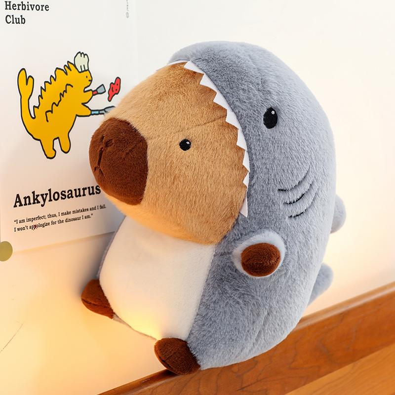 New Shark Transformed Capybar Plush Toy Children's Sleeping Pillow Claw Machine Redeems Gifts for Ring