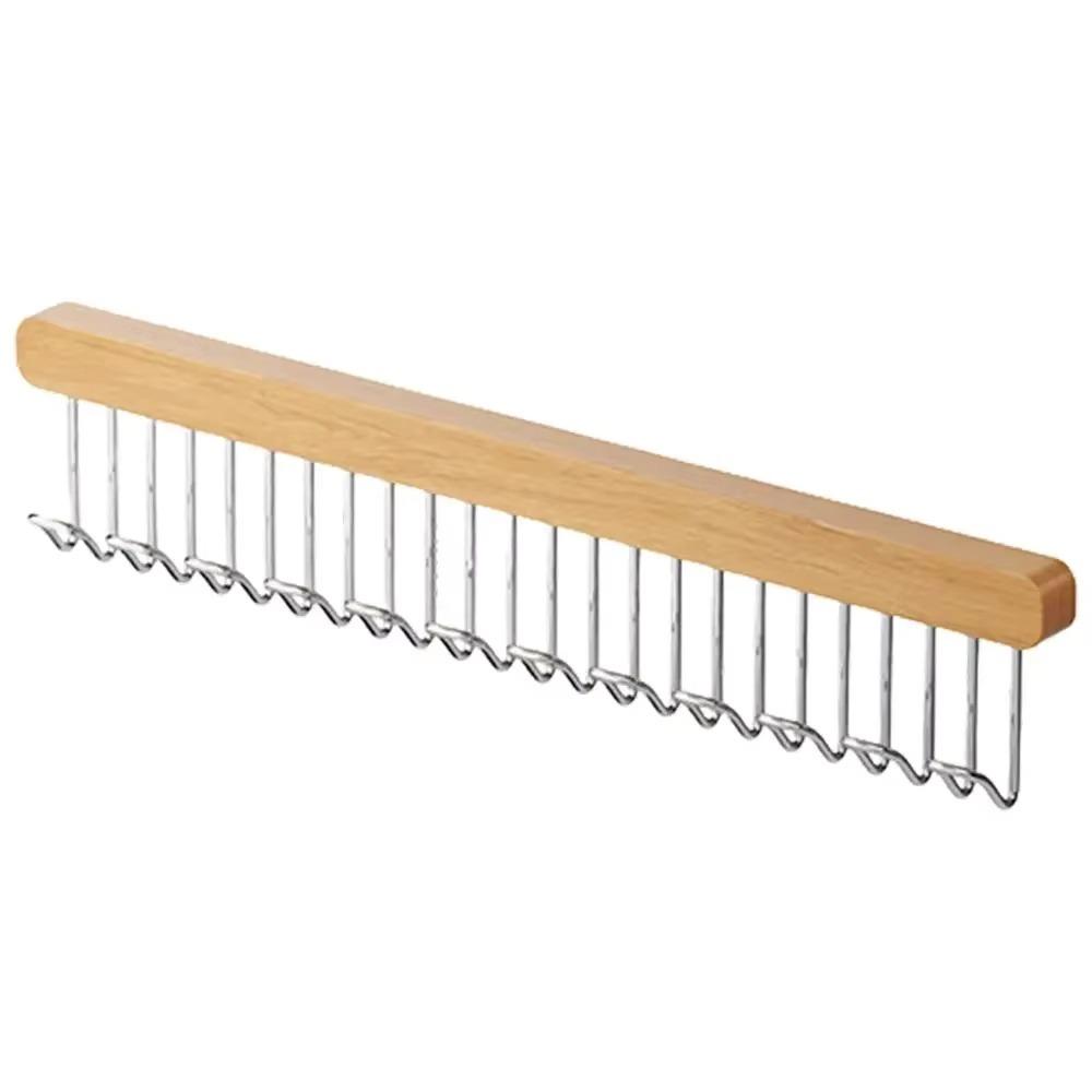 Multifunctional Pull Out Hook Rack Wood Material Closet Rod Retractable Hanger Closet Organization