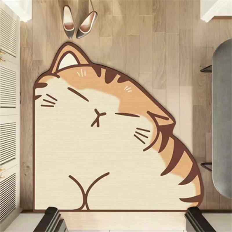 

Мультяшный милый нерегулярный коврик для ванной комнаты, противоскользящий коврик для двери ванной комнаты, впитывающий коврик для домашнего вентилятора с диатомовой грязью 60 * 60cm