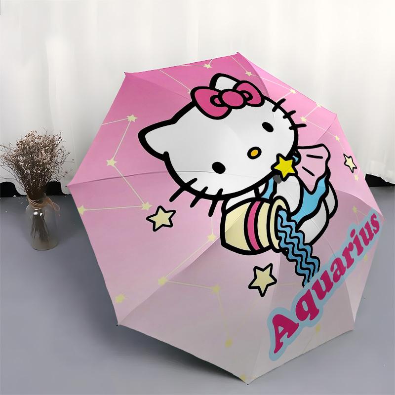 1pc Hello Kitty Aquarius Zodiac Umbrella with Plastic Handle,Suitable for All Seasons Home Travel Outdoor UmbrellaSanlio481