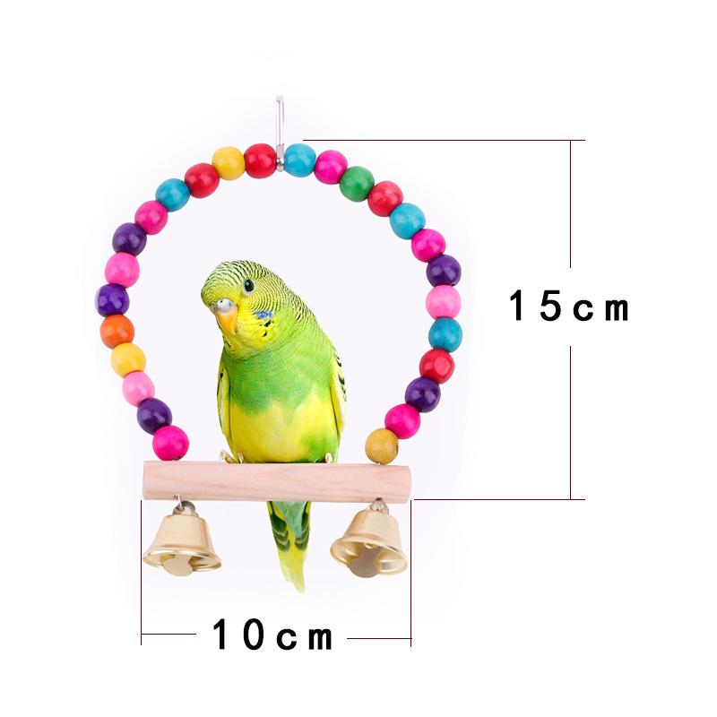 One Pet Tian Wooden Parrot Chew Pendant Bell Swing Toy for Bird Cages