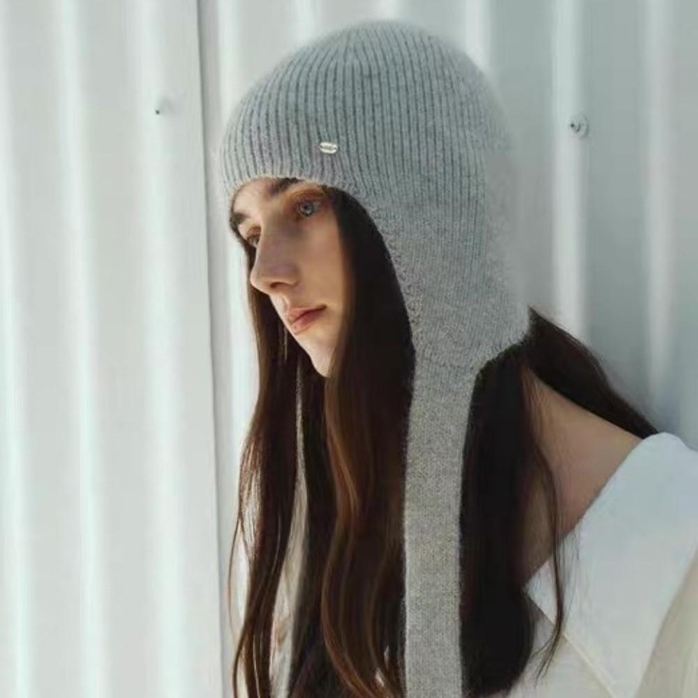 Coldproof Knitted Hat Ear Protection Girls Pullover Cap Cute Woolen Crochet Beanies Cap  Female