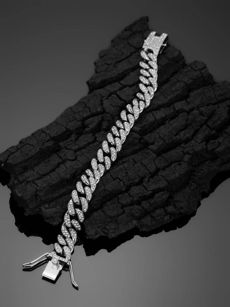 Hip Hop Shiny 13MM Cuban Link Chain Necklace/Bracelet  Color Rhinestone Iced Out Cuban Chain Punk Jewelry Necklace Gift