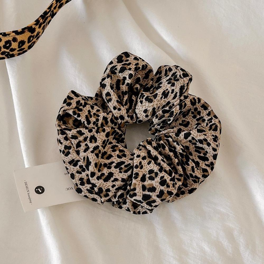Vintage Leopard Print Scrunchies Fabric Hair Band Fashion Ponytail Holder Hair Accessories